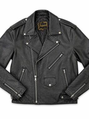 Men’s Genuine Leather Moto Jacket Large Black Biker Style Distressed Zip